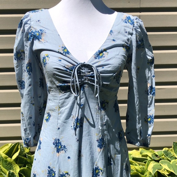 NWT Free People Blue Floral Sea Glass Midi Dress - Picture 13 of 16